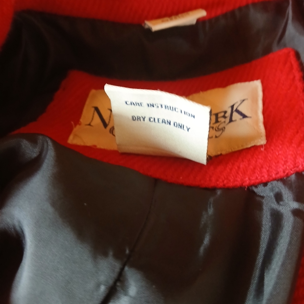 New York Classics Vintage Red Double Breasted Wool Blend Pea Coat XS - Picture 10 of 10